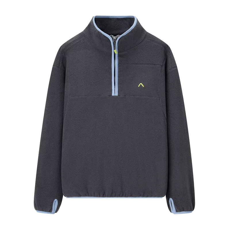 Hanorac damă din polar cu fermoar pe jumătate și guler înalt, croială lejeră, mâneci lungi, material poliester