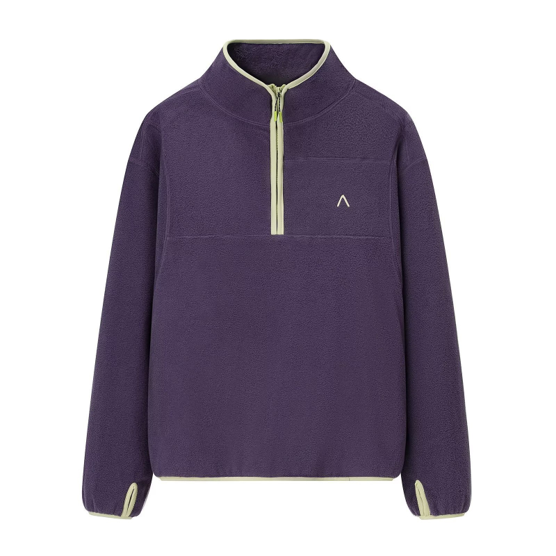 Hanorac damă din polar cu fermoar pe jumătate și guler înalt, croială lejeră, mâneci lungi, material poliester