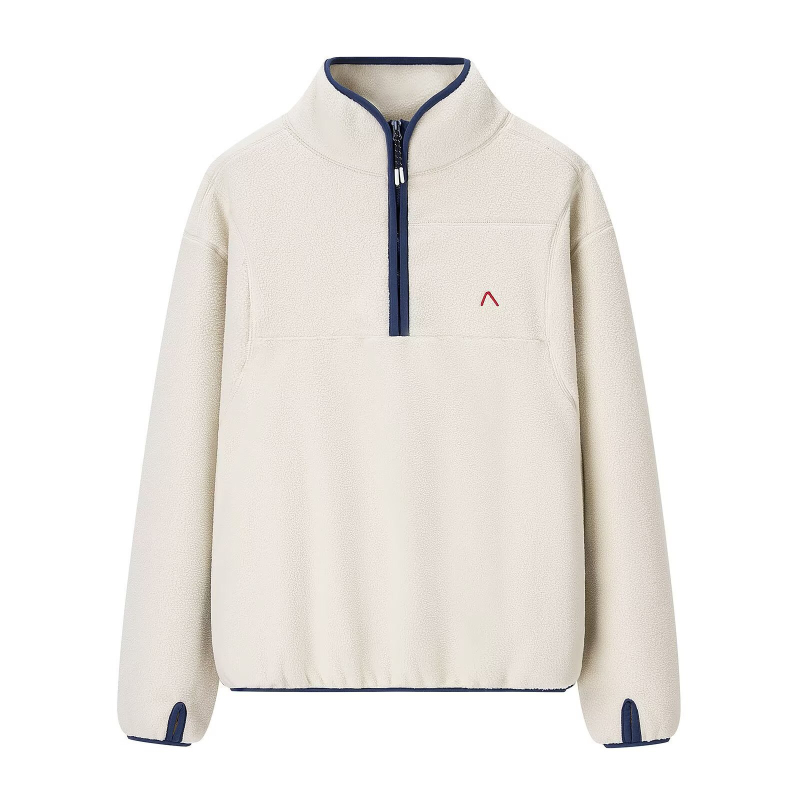 Hanorac damă din polar cu fermoar pe jumătate și guler înalt, croială lejeră, mâneci lungi, material poliester