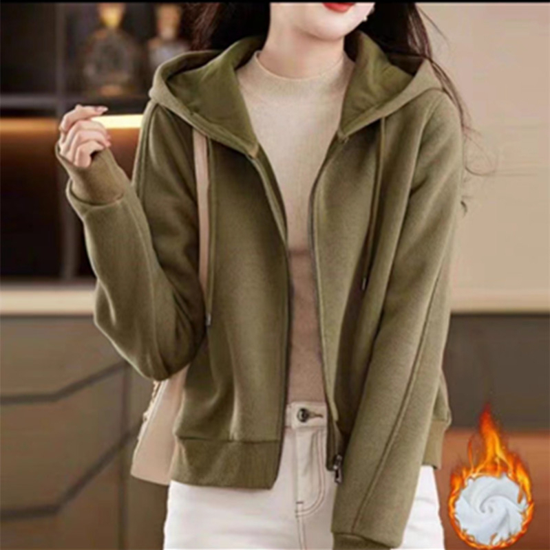 Kapucnja bavlenska dukserica s zipom, labav kroj, srednja debljina, obična duljina, japansko-korejski casual stil, jesen-zima 2025