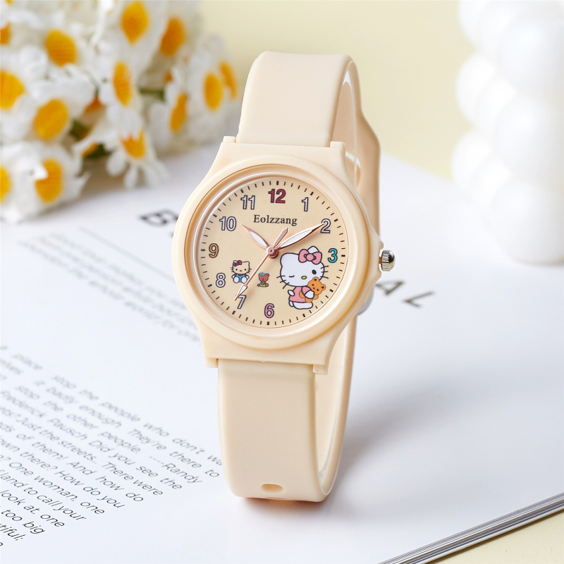 Ceas pentru copii, fete, cu mișcare analog-quartz, curea din silicon, carcasă din aliaj, cadran rotund