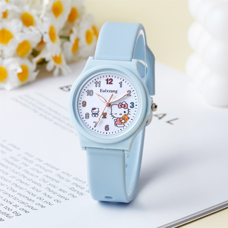 Ceas pentru copii, fete, cu mișcare analog-quartz, curea din silicon, carcasă din aliaj, cadran rotund