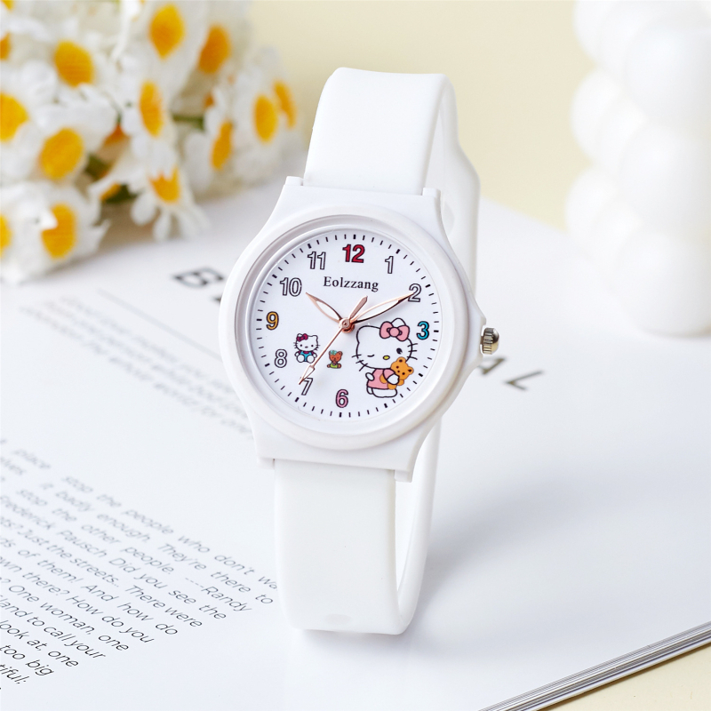 Ceas pentru copii, fete, cu mișcare analog-quartz, curea din silicon, carcasă din aliaj, cadran rotund