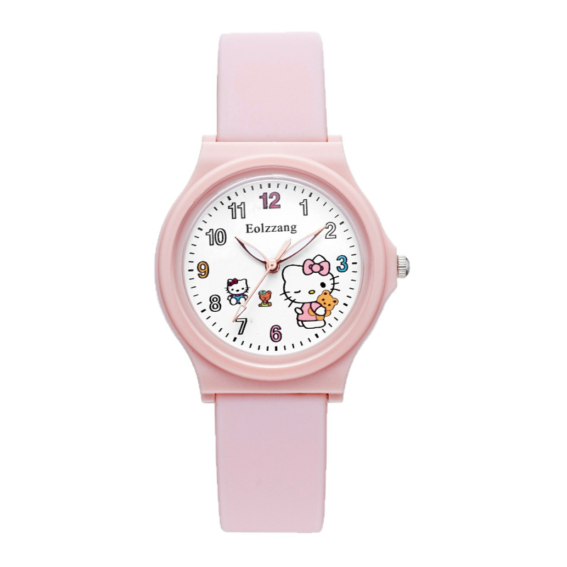 Ceas pentru copii, fete, cu mișcare analog-quartz, curea din silicon, carcasă din aliaj, cadran rotund