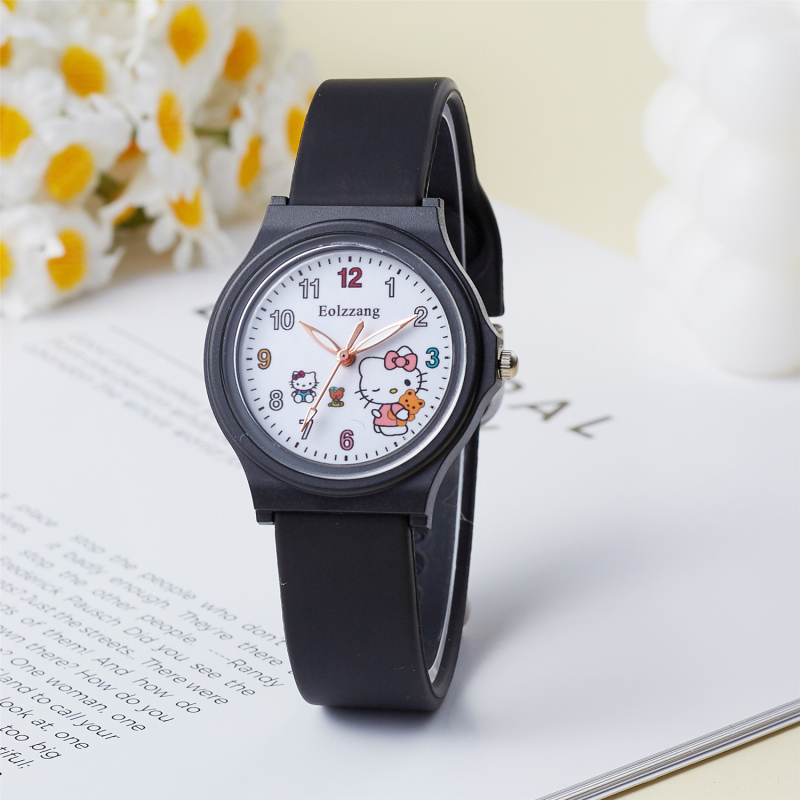 Ceas pentru copii, fete, cu mișcare analog-quartz, curea din silicon, carcasă din aliaj, cadran rotund