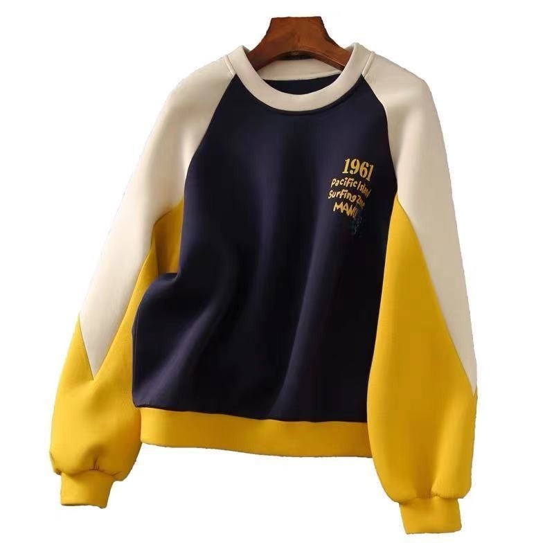 Ženski Raglan bez rukava džemper s patchwork dizajnom, fleecem iznutra, chenille pletenina, polo ovratnik, jesen 2025