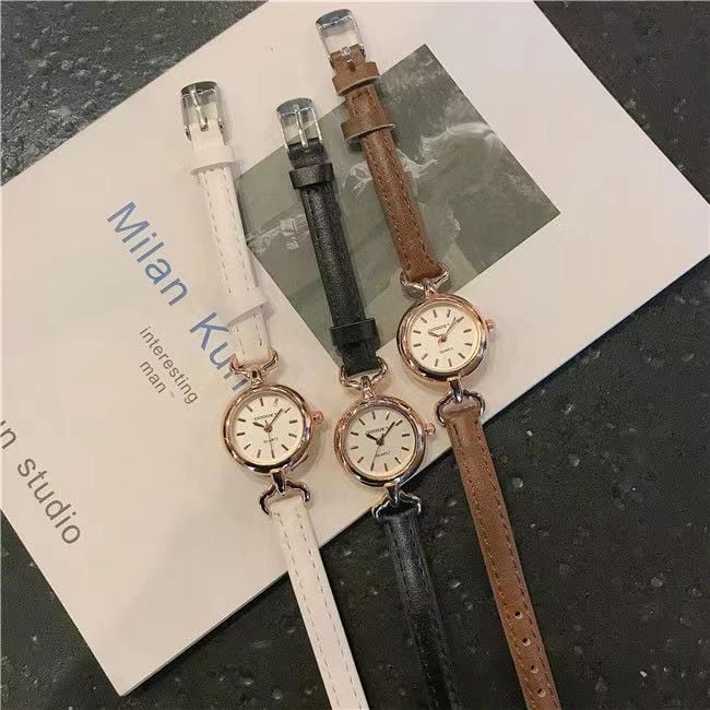 Ceas de damă cu cadran mic și curea subțire — Mișcare quartz GL, Afișaj analog, Curea din piele sintetică, Închidere cu cataramă cu pin, Carcasă din aliaj