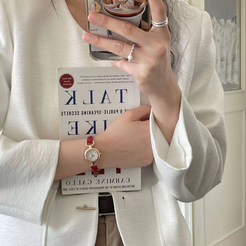 Ceas de damă cu cadran mic și curea subțire — Mișcare quartz GL, Afișaj analog, Curea din piele sintetică, Închidere cu cataramă cu pin, Carcasă din aliaj