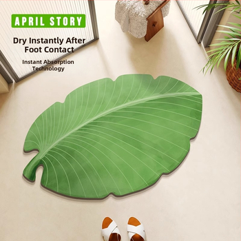 Xisheng Prostirka za prag kupaonice – motiv banana lišća, diatomitna ilovača, otisak/štanciranje, posebnog oblika, periva