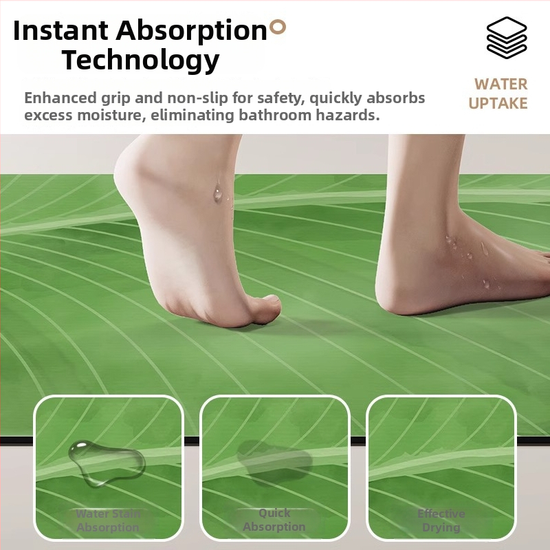 Xisheng Prostirka za prag kupaonice – motiv banana lišća, diatomitna ilovača, otisak/štanciranje, posebnog oblika, periva