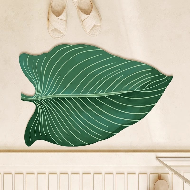 Xisheng Prostirka za prag kupaonice – motiv banana lišća, diatomitna ilovača, otisak/štanciranje, posebnog oblika, periva