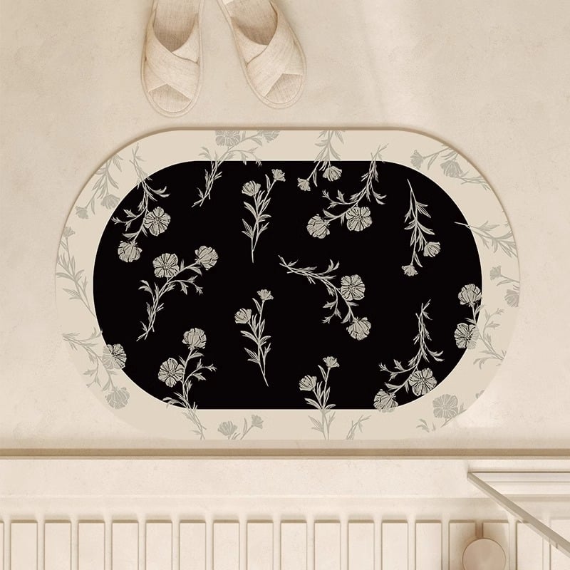 Xisheng Prostirka za prag kupaonice – motiv banana lišća, diatomitna ilovača, otisak/štanciranje, posebnog oblika, periva