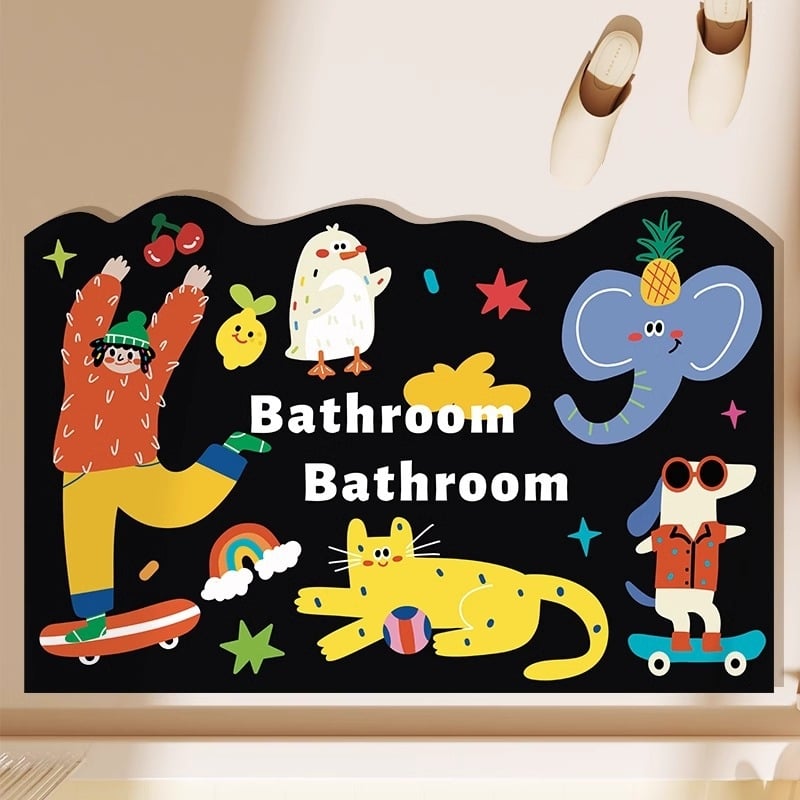 Xisheng Prostirka za prag kupaonice – motiv banana lišća, diatomitna ilovača, otisak/štanciranje, posebnog oblika, periva