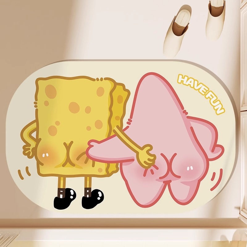 Xisheng Prostirka za prag kupaonice – motiv banana lišća, diatomitna ilovača, otisak/štanciranje, posebnog oblika, periva