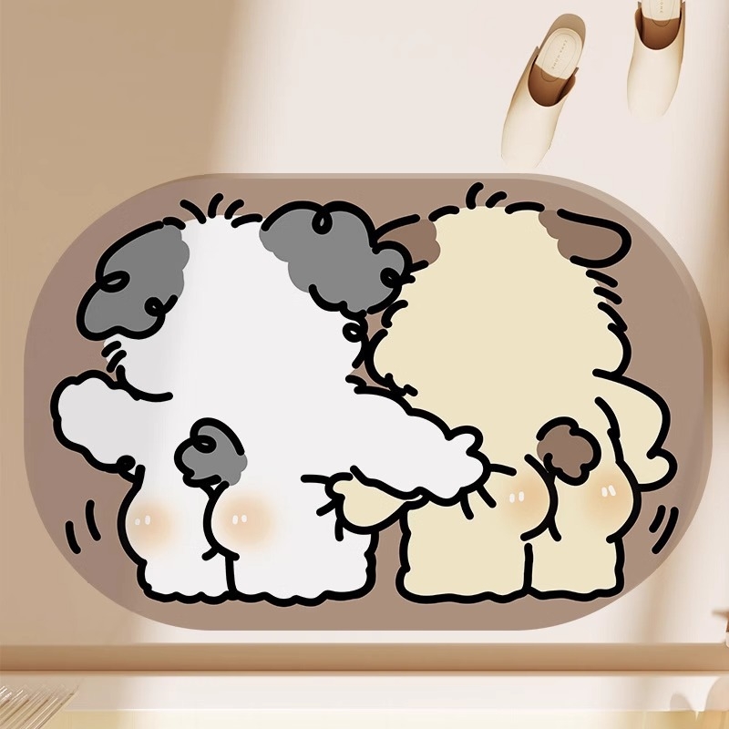 Xisheng Prostirka za prag kupaonice – motiv banana lišća, diatomitna ilovača, otisak/štanciranje, posebnog oblika, periva