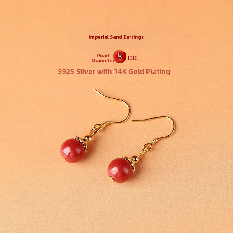 Cinnabar pilieniem auskari – auskari Yu Fu Xiang, ģeometriska etniskā mākslinieciska retro stilā, izlaišana 2025. gada vasarā.