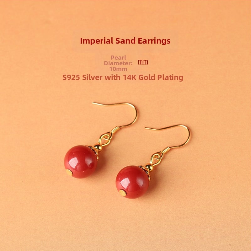 Cinnabar pilieniem auskari – auskari Yu Fu Xiang, ģeometriska etniskā mākslinieciska retro stilā, izlaišana 2025. gada vasarā.