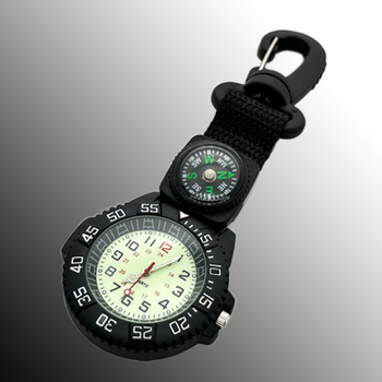 Ceas sport outdoor cu carabină, busolă și display luminos; mișcare cuarț; curea textilă