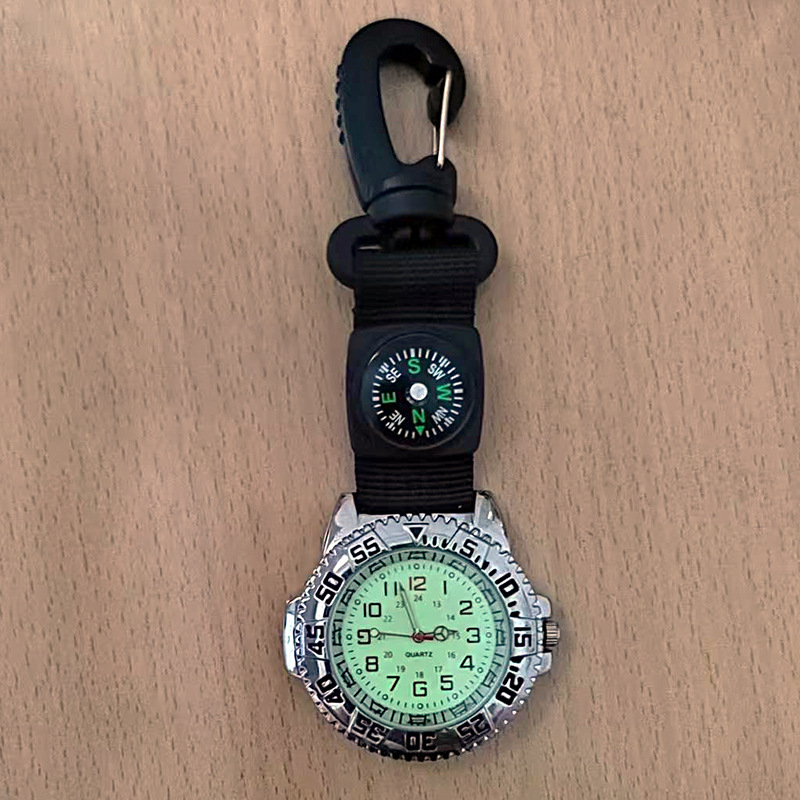 Ceas sport outdoor cu carabină, busolă și display luminos; mișcare cuarț; curea textilă