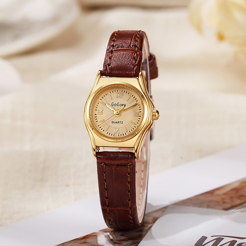 Ceas de damă retro, afișaj analog, cuarț, model 68, carcasă metalică, curea PU