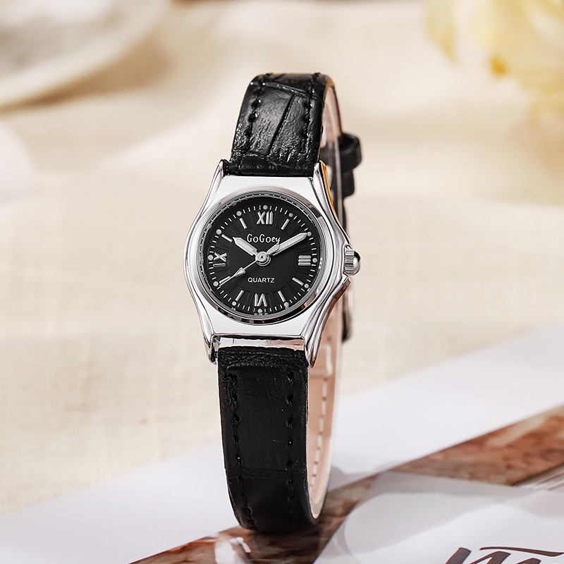 Ceas de damă retro, afișaj analog, cuarț, model 68, carcasă metalică, curea PU