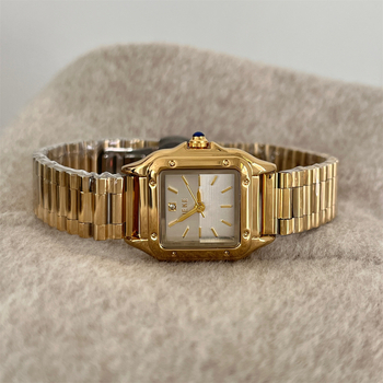 Ceas de damă cu cadran pătrat, din oțel inoxidabil, curea din oțel inoxidabil, mișcare cuarț importată, stil medieval