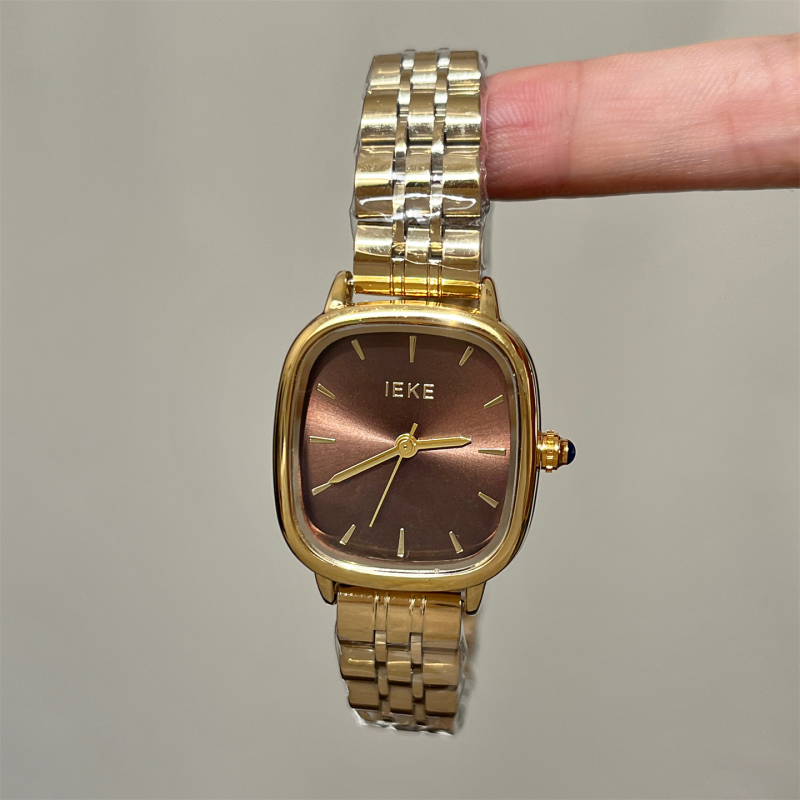 Ceas de damă cu cadran pătrat, din oțel inoxidabil, curea din oțel inoxidabil, mișcare cuarț importată, stil medieval