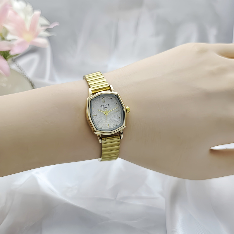 Ceas de damă cu design din bambus și cadran în formă de romb, stil retro elegant, cuarț AN123, afișaj analog, carcasă din aliaj de zinc