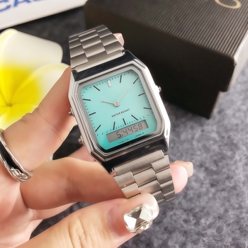 Ceas de damă quartz, dreptunghiular, cu fază a lunii, calendar și măsurare a vitezei, Miota din Japonia, carcasă din aliaj