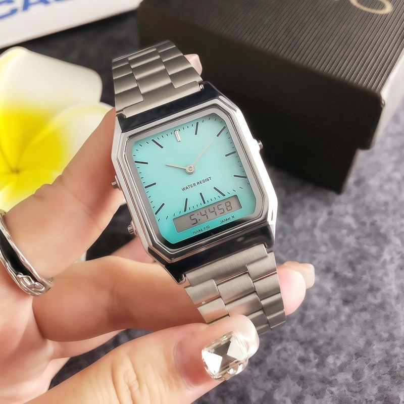 Ceas de damă quartz, dreptunghiular, cu fază a lunii, calendar și măsurare a vitezei, Miota din Japonia, carcasă din aliaj