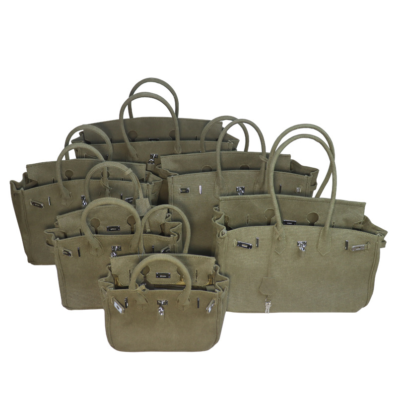 Ženska platnena crossbody tote torba – Platina stil, horizontalni kvadratni oblik, magnetska kopča s poklopcem