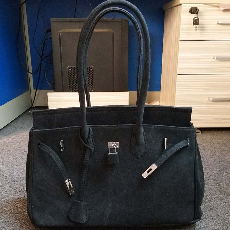 Ženska platnena crossbody tote torba – Platina stil, horizontalni kvadratni oblik, magnetska kopča s poklopcem
