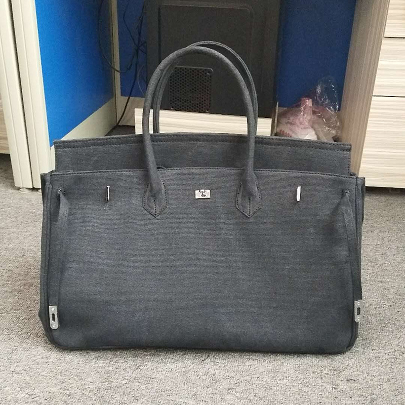 Ženska platnena crossbody tote torba – Platina stil, horizontalni kvadratni oblik, magnetska kopča s poklopcem