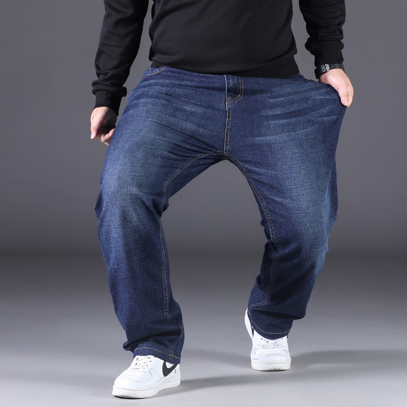 Plus-size muške traperice, širokog ravnog kroja, visokog struka, elastične
