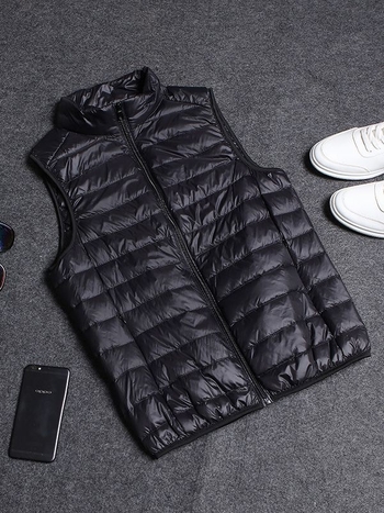 Vyrams skirta lengva medvilnės užpildyta be rankovių liemenė su nailonu išorėje, poliesterio pamušalas, laisvas kirpimas