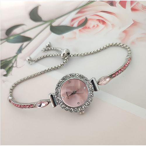 Ceas-brățară cu accente de diamant, ceas feminin la modă, mecanism 68, diametrul cadranului 20 mm, grosime 7 mm, coroană spirală, curea din aliaj