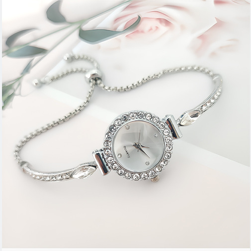 Ceas-brățară cu accente de diamant, ceas feminin la modă, mecanism 68, diametrul cadranului 20 mm, grosime 7 mm, coroană spirală, curea din aliaj