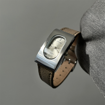 GoGoey Ceasă de damă dreptunghiular, mișcare cuarț, curea din piele, carcasă din aliaj, afișaj analog