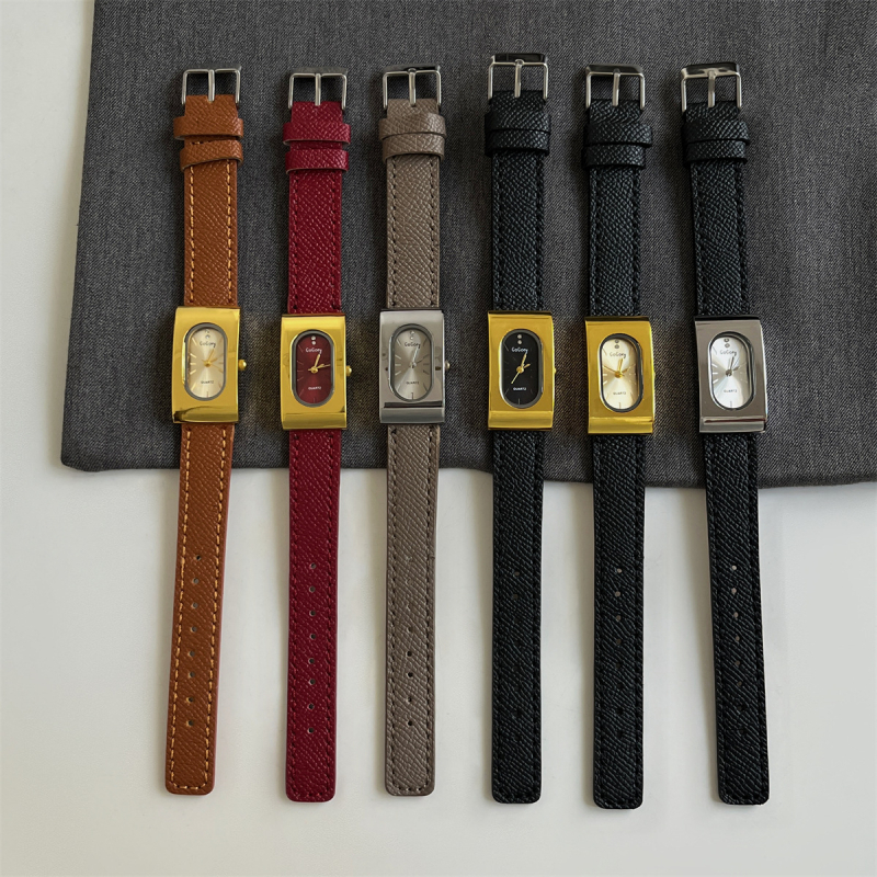 GoGoey Ceasă de damă dreptunghiular, mișcare cuarț, curea din piele, carcasă din aliaj, afișaj analog