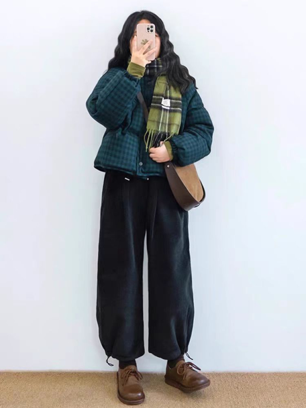 Trudničke hlače od corduroya s fleece podstavom, jogger kroj, skraćene dužine, jesen-zima, petite, haremski stil, ravne i široke nogavice, kod 12189