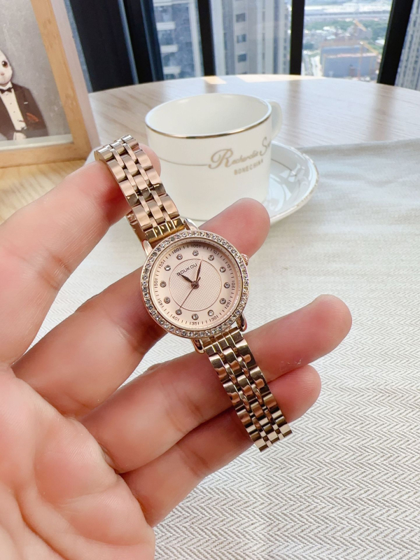 Ceas de damă quartz cu curea din piele ecologică, cadran rotund, afișaj analog, carcasă din aliaj