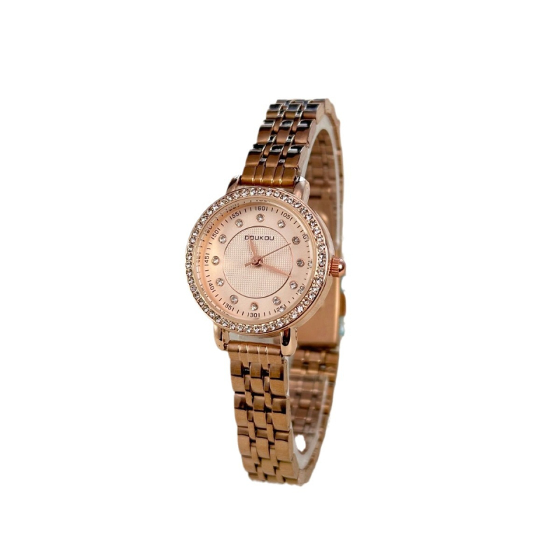 Ceas de damă quartz cu curea din piele ecologică, cadran rotund, afișaj analog, carcasă din aliaj