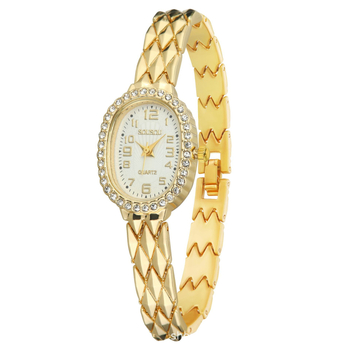 Sousou Ceas de damă cu brățară din oțel, mișcare quartz, cadran oval, carcasă din oțel inoxidabil, coroană spirală