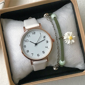 Ceas quartz pentru femei, curea din piele adevărată, carcasă rotundă din metal, rezistență la apă 10 m, Mișcare Seagull Z68