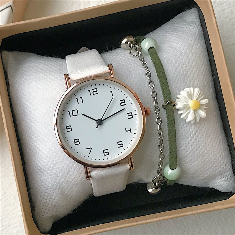 Ceas quartz pentru femei, curea din piele adevărată, carcasă rotundă din metal, rezistență la apă 10 m, Mișcare Seagull Z68