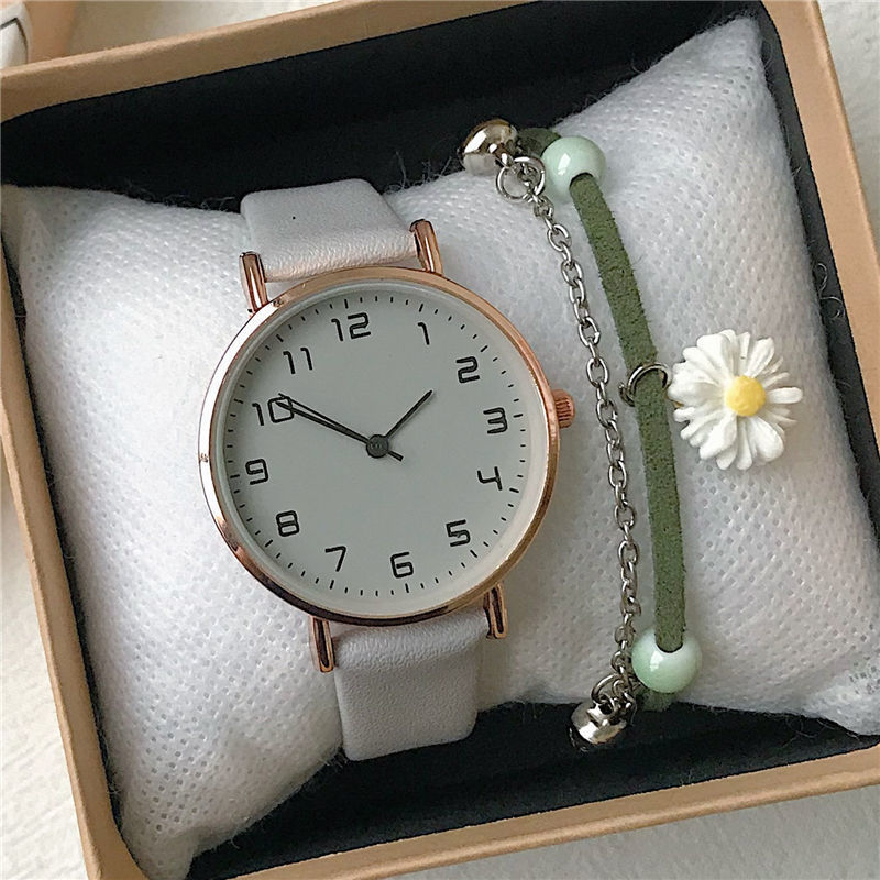 Ceas quartz pentru femei, curea din piele adevărată, carcasă rotundă din metal, rezistență la apă 10 m, Mișcare Seagull Z68