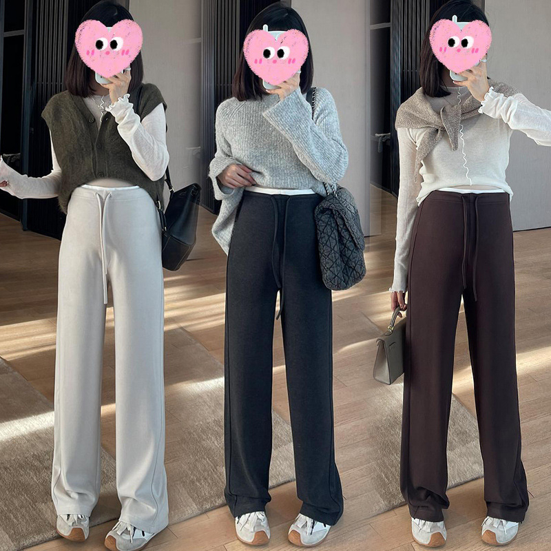 Бременни панталони с широки крачоли, памук-полиестерова смес (50–70% памук / 30–50% полиестер), микроеластичност, топли за всички сезони