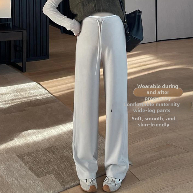 Бременни панталони с широки крачоли, памук-полиестерова смес (50–70% памук / 30–50% полиестер), микроеластичност, топли за всички сезони