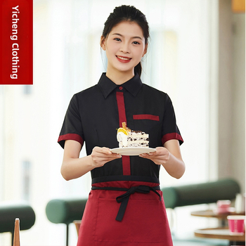 Vyrų marškiniai iš medvilnės mišinio su drėgmės išskyrimu vasarai — padavėjo uniforma maitinimo įstaigoms.