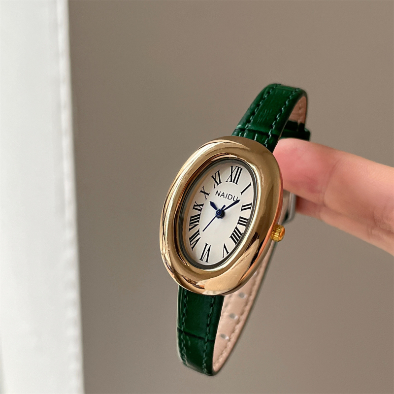 Other homes Ženski kvarcni sat – ovalni brojčnik, rimski brojevi, vintage stil, kožni remen od umjetne kože, kućište od legure